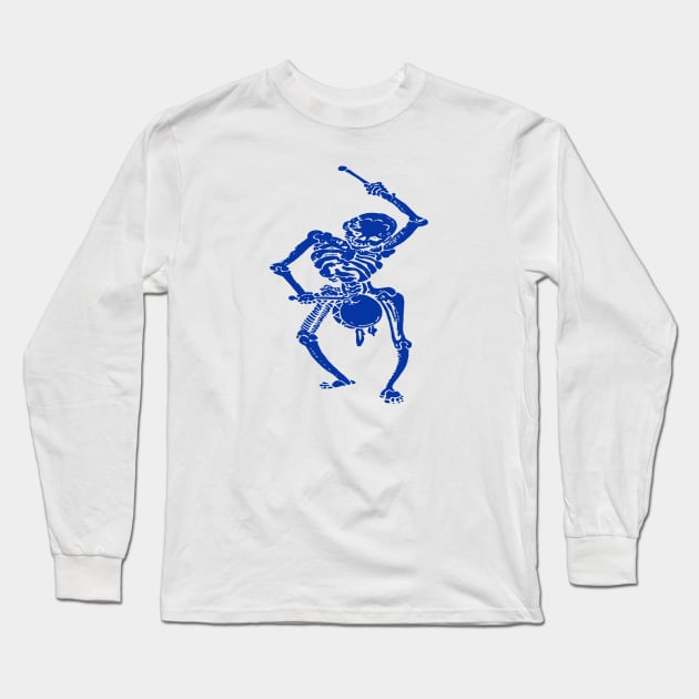 Civil War Federal Drummer Boy Skeleton In Blue Long Sleeve T-Shirt by taiche